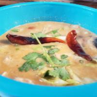 Tom Kah Soup · Choice of protein, mushroom, onion, green onion, cabbage, cilantro, galanka root, lemongrass...