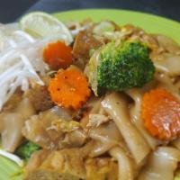Pad See Ew · Wide rice noodles with your choice of protein, egg, broccoli, carrot, cabbage, and stir-frie...