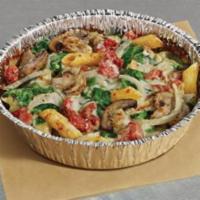 Pasta Primavera · Spinach, diced tomatoes, mushrooms and onions, mixed with penne pasta and baked with a cream...
