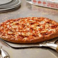 Buffalo Chicken Pizza · Made with tender cuts of chicken breast, Buffalo hot sauce, onions and parsley with provolon...