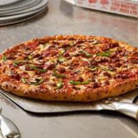 Deluxe Pizza · Topped with pepperoni, Italian sausage, fresh green peppers, fresh mushrooms, fresh onions a...