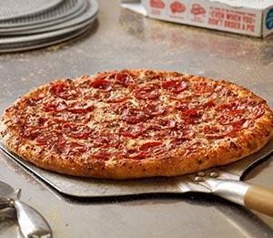 Ultimate Pepperoni Feast Pizza · Made with two layers of pepperoni sandwiched between Parmesan, provolone and mozzarella cheeses with oregano. 