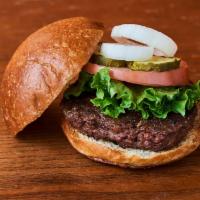 6oz Beef Burger  · 6oz Beef Burger topped with white American cheese, lettuce, tomatoes, raw onions, pickles, k...