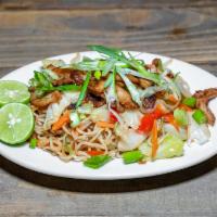Vegan Pancit ***** Wheat and soy allergen · Sauteed mixed vegetables with added flavored tofu as a topping and served with lime.- Wheat ...