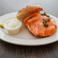 Lox ,Cream Cheese, Tomato, Onions and Capers · 