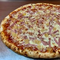 Hawaiian Pizza · Choose like red or white, Hawaiian, mozzarella blend, ham, and pineapple.