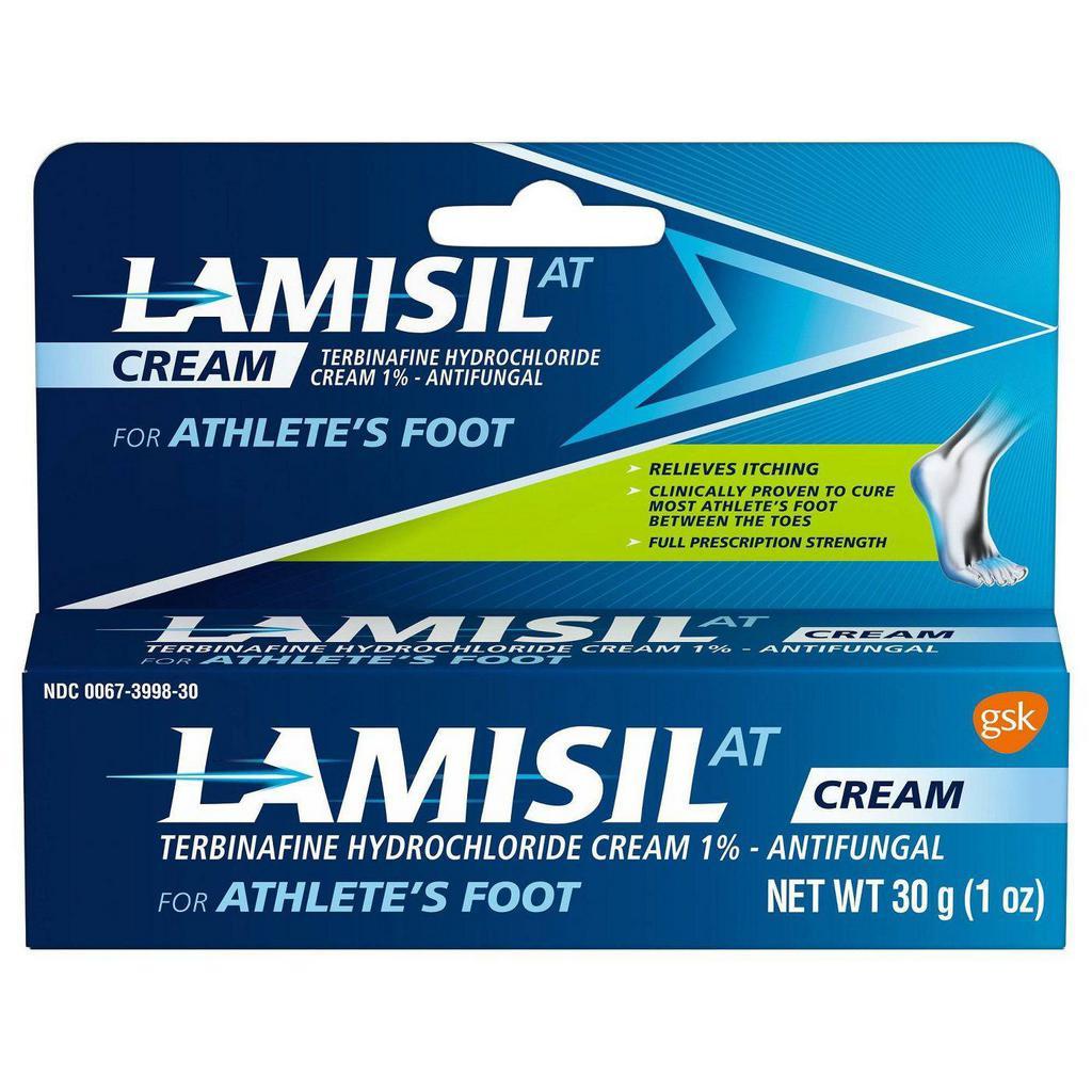 Lamisl AT Cream · 30 g. Prescription-strength Lamisil that's clinically proven to cure most athletes foot between the toes effective jock itch and anti-itch cream for itch and burn relief.