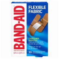 Band-Aid Flexible Fabric  · 30 assorted. 0-ct. Assorted band-aid brand flexible fabric adhesive bandages to cover and pr...