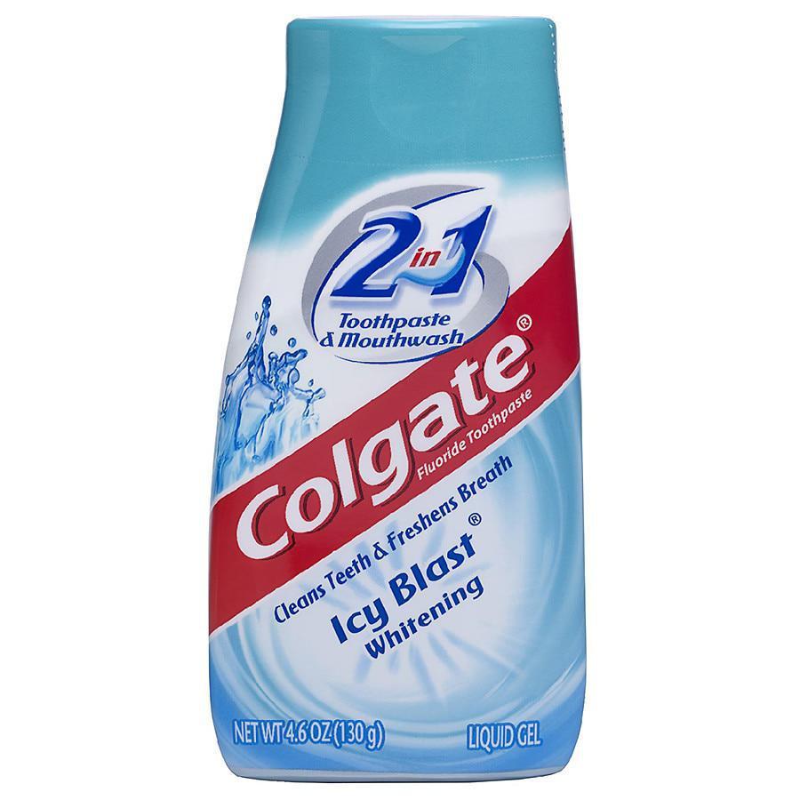 4.6 oz. Colgate Icy Blast Toothpaste · Colgate 2-in-1 whitening toothpaste gel and mouthwash, with a great icy blast flavor, fights cavities like toothpaste, freshens breath like mouthwash, and whitens teeth.