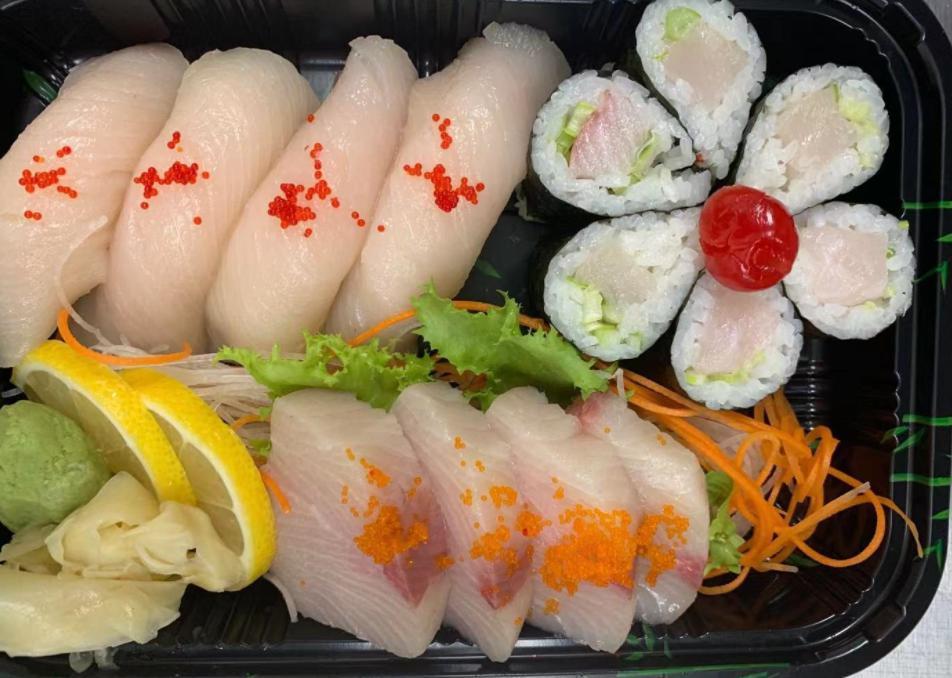 Yellowtail Lover · 4 pieces sushi, 4 pieces sashimi, and yellowtail roll.