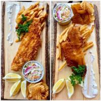 FISH FRY · comes with fries, kettle chips, slaw, tartar sauce, lemons