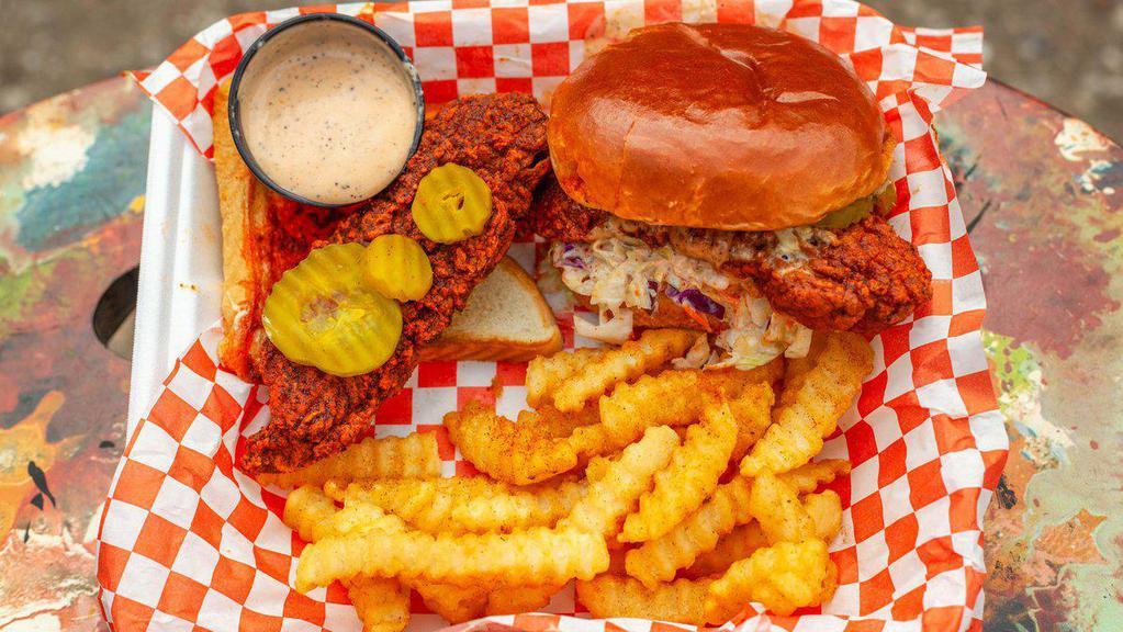 2. Combo Meal · 1 slider (slaw, comeback sauce, or cheese) and 1 tender served with fries.