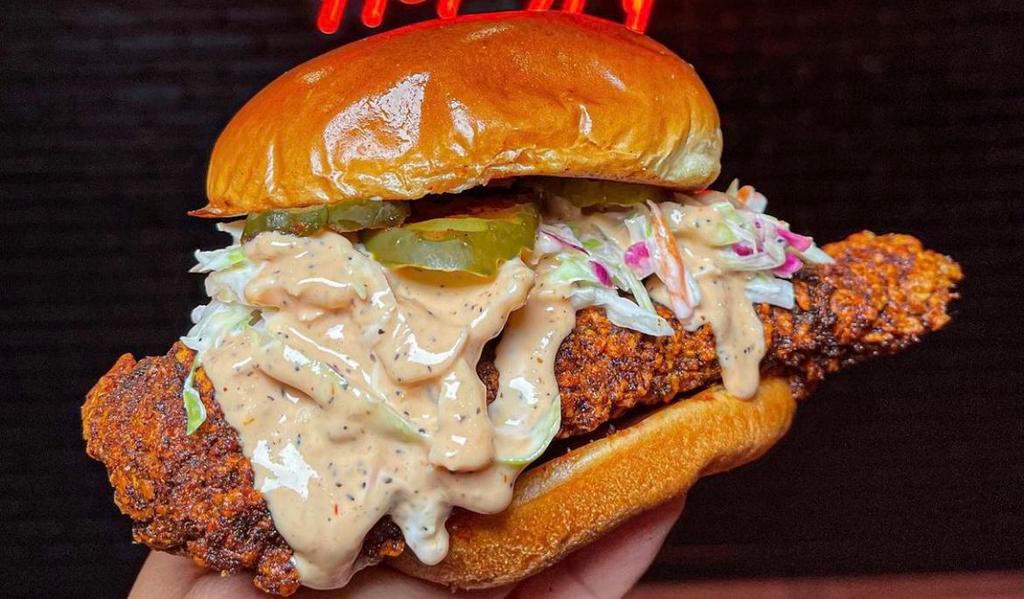 1. Slaw Slider · Chicken tender served in a bun with coleslaw, comeback sauce and pickles.