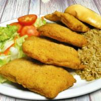 Catfish Fillet  · Style fried, grill, breaded, diablo, ranchero sauce, garlic or butter. Served with salad.