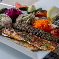 Mixed Kabab Plate · Choose 2 Skewer from (Adana, Iraqi, Beef, Chicken Kabab and Chicken Tikka)