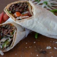 Adana Kabab Wrap · Hummus, Onion, Tomatoes, lettuce & Tahini