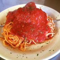 Spaghetti Marinara Sauce · Served with a side of bread.