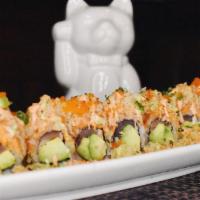 Exotic Roll · Peppered tuna and avocado with spicy tuna and tempura crunch.