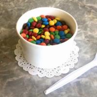 M&M's · 5 oz. cup of m&m's.
