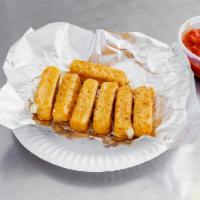 Mozzarella Sticks · Served with zesty red sauce for dipping. 
