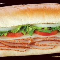 Turkey and Cheese · Oven-roasted turkey, provolone. Made the blimpie way with lettuce, tomatoes, onions, vinegar...