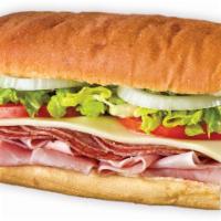 Ham, Salami and Cheese · Slow-cured ham, salami, provolone. Made the blimpie way with tomatoes, lettuce, onions, vine...