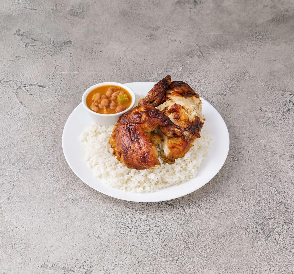 Pollo al Horno · Broiled chicken. Served with choice of side.