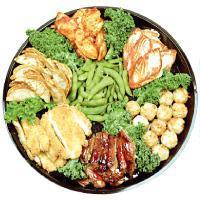Teriyaki Party Tray · 8-10 person platter with chicken teriyaki, salmon teriyaki, Tokyo fried chicken, chicken kat...
