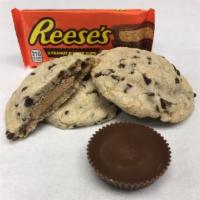 Big Reveal: Peanut Butter Cup · A chocolate chip cookie with a full-sized Reese's Peanut Butter cup inside.  Additional flav...