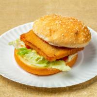 Fish sandwich fries and soda · Fish sandwich with maynase,lettuce,ketchup,tomatoes 