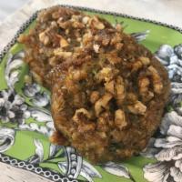 Toasted Maple Carrot Cake V&G/F · 100% Organic, Gluten Free, and Vegan.  
Maple syrup, walnuts, carrot, oats, zucchini. 
Serve...