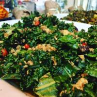Kale Salad · Red Pepper,Tofu,Kalamata Olives,Onion,Agave,over Kale,Croutons,EVOO