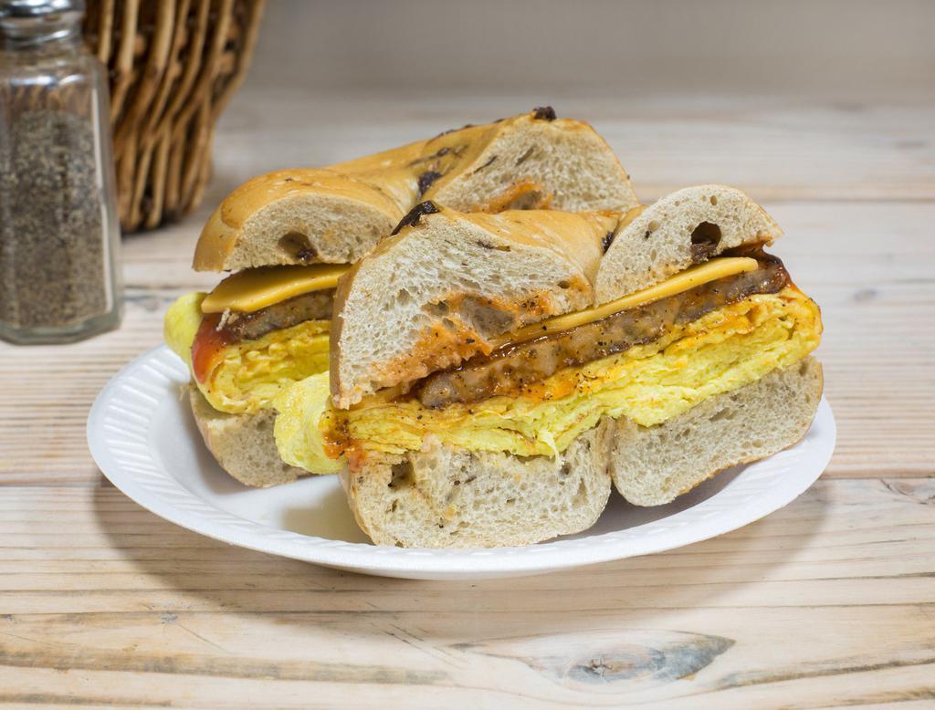 Egg, Meat and Cheese Sandwich · 