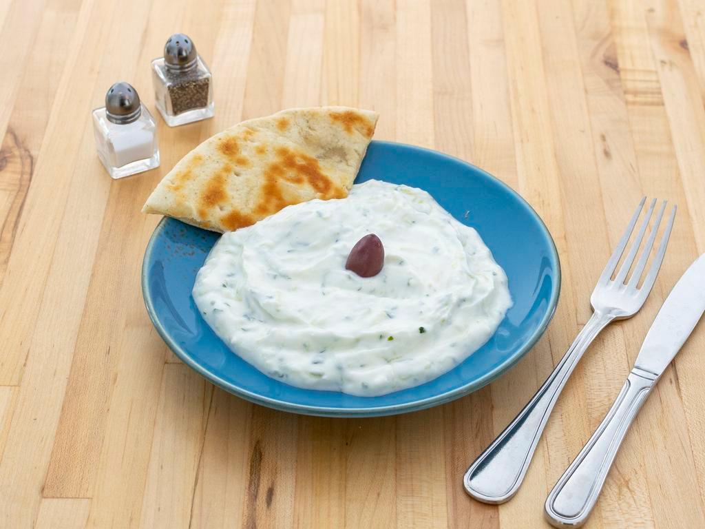 Tzatziki Greek Spreads · Gluten-free, vegetarian. Yogurt, cucumber and garlic dip.