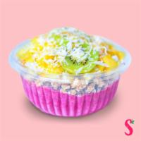 Pink Rainbow Bowl · Topped with granola, pineapple, mango, kiwi, coconut flakes, and honey. Vegetarian-friendly.