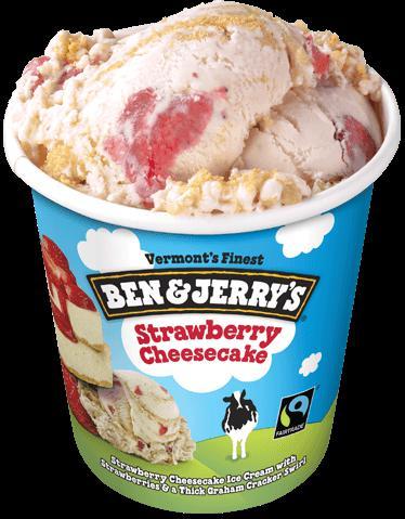 Strawberry Cheesecake Ice Cream · Strawberry cheesecake ice cream with strawberries and a thick graham cracker swirl.