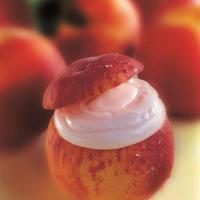 Peach Sorbetto · Peach sorbetto served in the natural shell