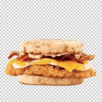 Fried Chicken on a English muffin · Fried Chicken breast, bacon, fried eggs, chipotle Mayo 