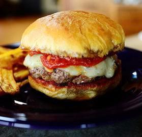 Pizza Burger Deluxe  · Fresh ground beef with marinara sauce ,Parmesan cheese,mozzarella cheese with your choice of fries 