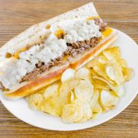 Cheese Steak · Shaved ribeye with mozzarella and yellow American cheese.