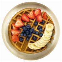 Protein Waffle  · Choice of Waffle topped with strawberry, blueberry and banana.