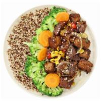 Beyond Stir Fry  · Beyond meat pattie, chopped and mixed with onions, peppers, corn, carrots served with quinoa. 