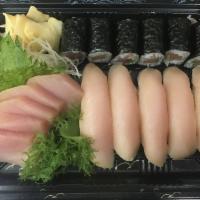 Yellowtail Lover · 5 pieces Sushi, 5 pieces Sashimi, 1 Yellowtail Roll