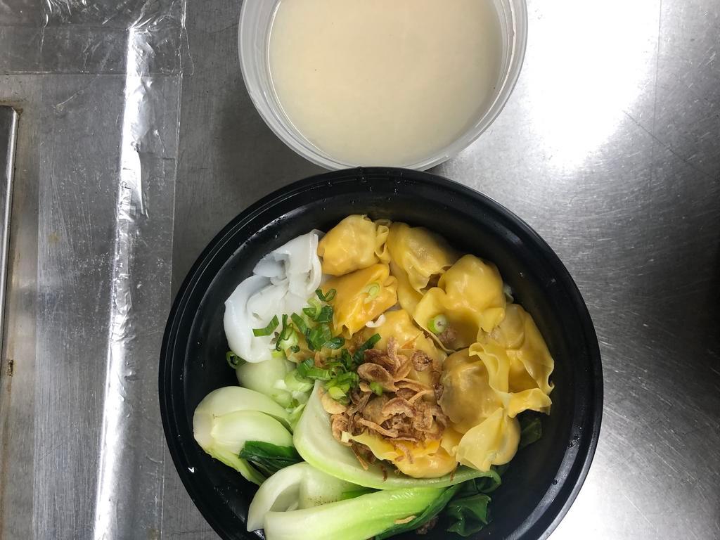 Shrimp Filled Wontons Noodle Soup · Wonton made with pork and Shrimp. Served with your choice of noodles.