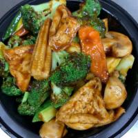 Mixed Vegetable w. Bean Curd · Served w. Rice