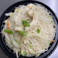 Chow Mei Fun · Stir fried rice noodle w. Choice of Baby Shrimp, Chicken, Beef, Roast Pork or Vegetable.
