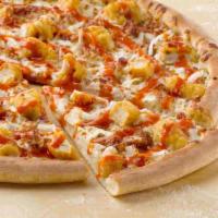 Buffalo Chicken Pizza · Creamy ranch sauce, breaded chicken, crispy bacon, onion, real cheese made from mozzarella a...