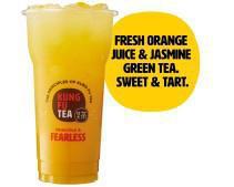 Orange Green Tea · Green tea and fresh squeezed orange with added cane sugar.