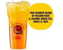Passion Fruit Green Tea · Green tea, passion fruit, and cane sugar.
