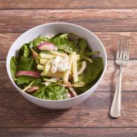 Spinach with Goat Cheese Salad · Bacon, red onion, green apple in a creamy balsamic dressing